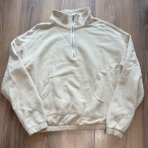 Womn Bonnie Pullover Organic Cotton Beige Quarter Zip Size XS Women's